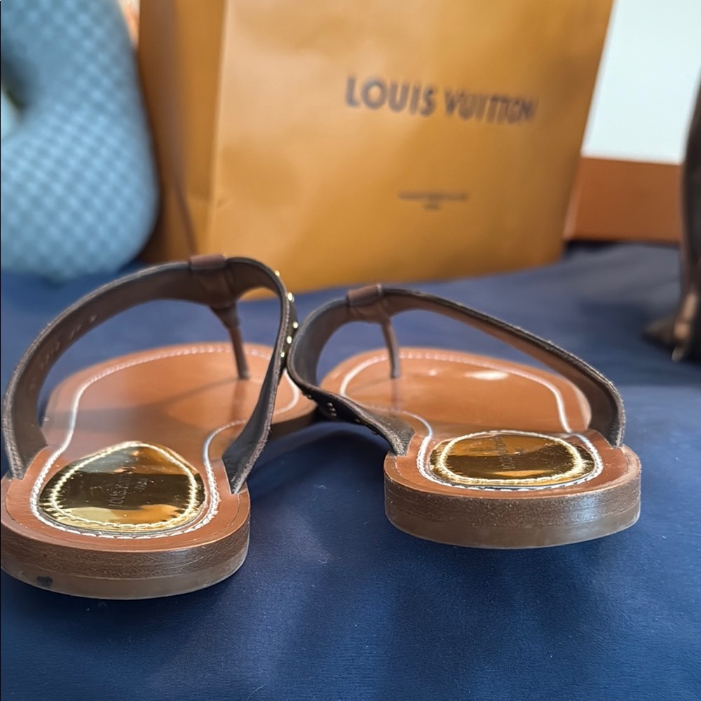 Louis Vuitton Black and Brown Sandals with Studded Straps - Picture 8 of 10